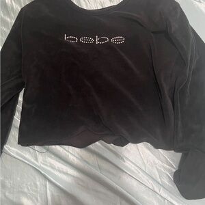 Bebe Black Velvet Long Sleeve Top